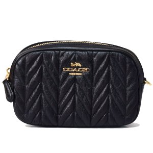 画像1: 【COACH】コーチ カーフレザー キルティング ベルトバッグ 3way ワンショルダー バックパック クラッチ ウエスト ボディバッグ ブラック〔日本未発売〕