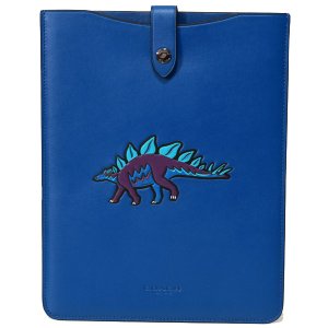 画像1: 【COACH】コーチ グラブタンレザー 恐竜 プリント タブレット iPad スリーブ ケース デニム〔日本未発売〕