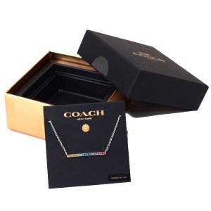 画像1: 【COACH】コーチ メタル ビジュー レインボー チャーム チェーン ブレスレット 専用BOX付 シルバーマルチ〔日本未発売〕