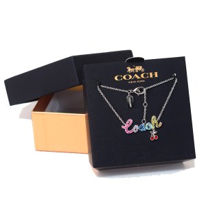 画像1: 【COACH】コーチ メタル ビジュー ロゴ さくらんぼ チェリー チャーム チェーン ブレスレット 専用BOX付 シルバーマルチ〔日本未発売〕