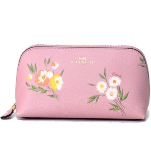 画像1: 【COACH】コーチ コーティングキャンバス スムースレザー デイジー 花柄 フラワー フローラル プリント コスメティック 化粧ポーチ カーネーション（日本未発売）