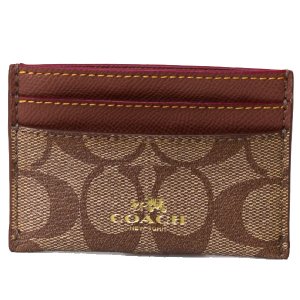 画像1: 【COACH】コーチ ペイトン シグネチャー カードケース 名刺入れ カーキ×サドルB（日本未発売）