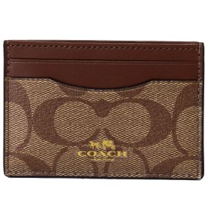 画像1: 【COACH】コーチ ペイトン シグネチャー カードケース 名刺入れ カーキ×サドル2（日本未発売）