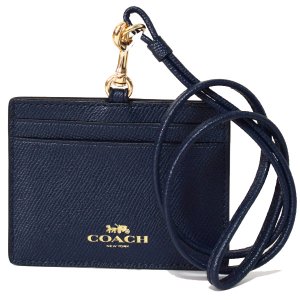 画像1: 【COACH】コーチ クロスグレインレザー ID ランヤード 首かけ カードケース ミッドナイト（日本未発売）