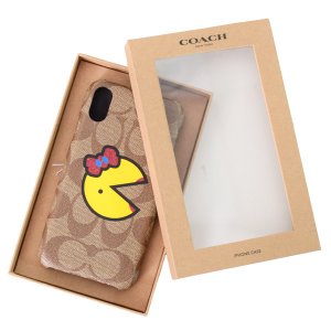 画像1: 【COACH】コーチ コーティングキャンバス シグネチャー ミズ・パックマン iPhoneXR（iPhone10R）専用 ケース カーキ×イエロー〔日本未発売〕