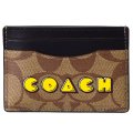 【COACH】コーチ メンズ コーティングキャンバス スムースレザー シグネチャー パックマン アニメーション パスケース カードケース カーキマルチ（日本未発売）