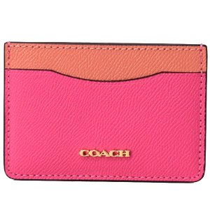 画像1: 【COACH】コーチ クロスグレインレザー スリム カードケース 定期入れ 名刺入れ ピンクルビーマルチ（日本未発売）