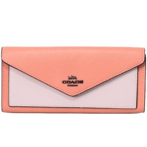 画像1: 【COACH】コーチ クロスグレインレザー カラーブロック ソフト ウォレット 二つ折り 長財布 ダークブラッシュマルチ（日本未発売）