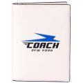 【COACH】コーチ カーフレザー ヴィンテージ コーチ モチーフ パスポート ケース チャーク（日本未発売）