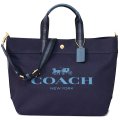 【COACH】コーチ キャンバス ペブルレザー エキストラ ラージ ロゴ トートバッグ ミッドナイト〔日本未発売〕