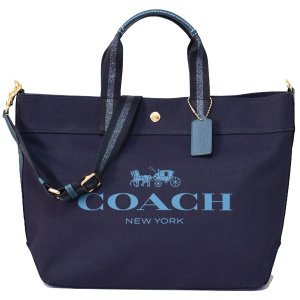 画像1: 【COACH】コーチ キャンバス ペブルレザー エキストラ ラージ ロゴ トートバッグ ミッドナイト〔日本未発売〕