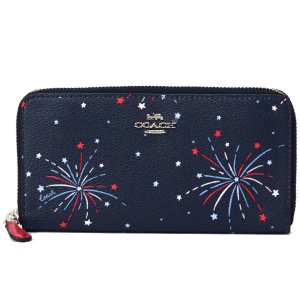 画像1: 【COACH】コーチ コーティングキャンバス ファイヤーワークス 花火 アコーディオン ジップ 長財布 ネイビーマルチ（日本未発売）