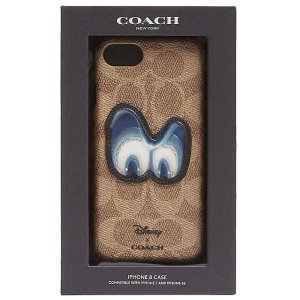 画像1: 【COACH】コーチ ディズニー コラボ コーティングキャンバス グラブタンレザー シグネチャー フェアリーテール ディンキー アイ アップリケ iPhone6s、iPhone7、iPhone8専用 ケース ブラウンマルチ〔日本未発売〕