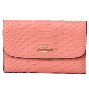 画像1: 【COACH】コーチ スネーク エンボスレザー パイソン ミディアム エンベロープ ウォレット 三つ折り財布 ライトコーラル（日本未発売）