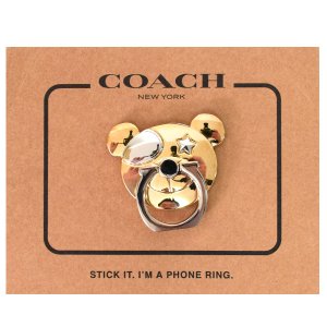 画像1: 【COACH】コーチ メタル ベアー くま スマホ フォン グリップ バンカーリング ゴールド（日本未発売）