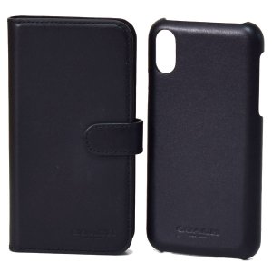 画像1: 【COACH】コーチ カーフレザー フォリオ 2way マグネット式 iPhoneX/Xs（iPhone10/10s）専用 手帳型 ケース ブラック（日本未発売）