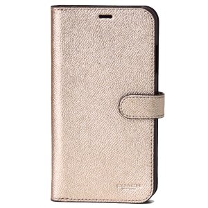 画像1: 【COACH】コーチ クロスグレインレザー メタリック iPhoneX/Xs（iPhone10/10s）専用 手帳型 ケース プラチナム（日本未発売）