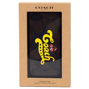 画像1: 【COACH】コーチ コーティングキャンバス シグネチャー ロゴ プラーク チェリー さくらんぼ iPhone6s、iPhone7、iPhone8専用 ケース マホガニー×マルチカラー〔日本未発売〕