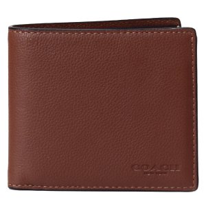 画像1: 【COACH】コーチ メンズ スポーツ カーフレザー ダブル ビルフォード 二つ折り財布 ダークサドル（日本未発売）