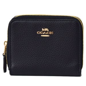 画像1: 【COACH】コーチ ペブルレザー スモール ダブルジップ アラウンド 二つ折り 財布 ブラック〔日本未発売〕