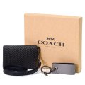 【COACH】コーチ メンズ コーティングキャンバス カーフレザー ヘリングボーン  ギフト ボックス IDランヤード カードケース+8GB USB キーホルダー 専用BOX付 2点セット ブラックマルチ（日本未発売）