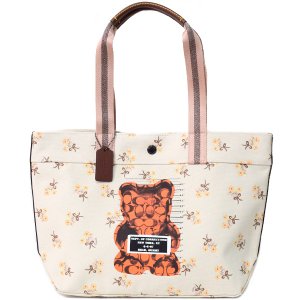 画像1: 【COACH】コーチ キャンバス スムースレザー シグネチャー WhIsBe ウィズビー コラボ ヴァンダル ガミー ベア 花柄 フラワー フローラル トートバッグ チャークマルチ〔日本未発売〕