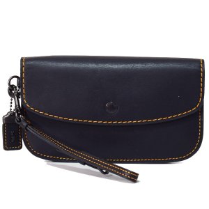 画像1: 【COACH】コーチ グラブタンレザー リストレット クラッチ ポーチ ブラック（日本未発売）