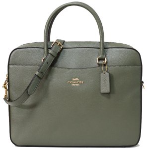 画像1: 【COACH】コーチ メンズ クロスグレインレザー ラップトップ ジップ  2WAY ビジネス ブリーフケース ショルダーバッグ ミリタリーグリーン〔日本未発売〕