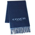 【COACH】コーチ ウール カシミア バイカラー ロゴ スカーフ マフラー ミッドナイトネイビー×ウォッシュドブルー（日本未発売）