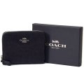 【COACH】コーチ スムースレザー シグネチャー グリッター ラメ スモール ジップ アラウンド 二つ折り 財布 専用BOX付 ブラック（日本未発売）