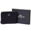 【COACH】コーチ スムースレザー シグネチャー グリッター ラメ スモール ジップ アラウンド 二つ折り 財布 専用BOX付 ブラック（日本未発売）