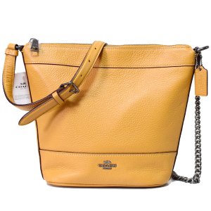 画像1: 【COACH】コーチ ペブルレザー スモール パクストン ダッフル 2WAY クロスボディ ショルダーバッグ イエロー（日本未発売）