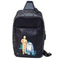 【COACH】コーチ メンズ スムースカーフレザー コーティングキャンバス スターウォーズ コラボ シグネチャー C-3PO アンド R2-D2 ウェストウェイ パック ワンショルダー バックパック ブラックマルチ〔日本未発売〕