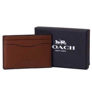 画像1: 【COACH】コーチ メンズ  スポーツカーフレザー スリム パスケース カードケース 専用BOX付 ダークサドル（日本未発売）