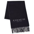 【COACH】コーチ ウール カシミア バイカラー ロゴ スカーフ マフラー ブラック×グレー（日本未発売）