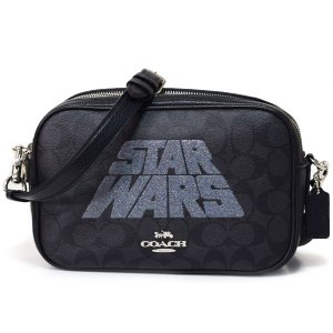 画像1: 【COACH】コーチ コーティングキャンバス ペブルレザー スターウォーズ コラボ シグネチャー ジェス ロゴ モチーフ クロスボディ 2way クラッチ 斜め掛け ショルダーバッグ ブラックスモーク×ブラックマルチ（日本未発売）