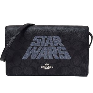 画像1: 【COACH】コーチ コーティングキャンバス ペブルレザー スターウォーズ コラボ シグネチャー ロゴ モチーフ ヘイデン フォルドオーバー 2WAY クラッチ クロスボディー 斜めがけ ショルダーバッグ ブラックスモーク×ブラックマルチ（日本未発売）