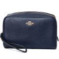 【COACH】コーチ クロスグレインレザー リストレット クラッチ コスメティック 化粧ポーチ ミッドナイト（日本未発売）