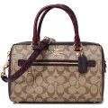【COACH】コーチ コーティングキャンバス スムースレザー スネークエンボスドレザー パイソン シグネチャー ローワン サッチェル 2WAY ボストン ショルダー ハンドバッグ カーキマルチ〔日本未発売〕