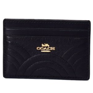 画像1: 【COACH】コーチ カーフレザー アート デコ キルティング スリム カードケース 定期入れ 名刺入れ ブラック（日本未発売）