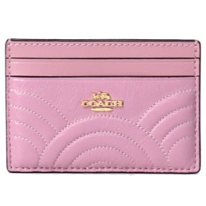 画像1: 【COACH】コーチ カーフレザー アート デコ キルティング スリム カードケース 定期入れ 名刺入れ ピンク（日本未発売）