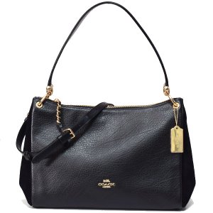 画像1: 【COACH】コーチ バッファローエンボスドレザー スムースレザー スエード ミア ワンハンドル 2way ショルダー ハンドバッグ ブラック（日本未発売）