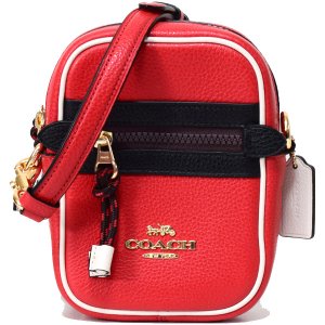 画像1: 【COACH】コーチ ぺブルレザー ヴェイル フィービー カラーブロック クロスボディ 2way ショルダー  斜め掛け クラッチ バッグ ブライトレッド（日本未発売）