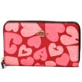 【COACH】コーチ コーティングキャンバス ロゴ ハート プリント ミディアム ジップ アラウンド ウォレット 財布 ジャスパーマルチ〔日本未発売〕
