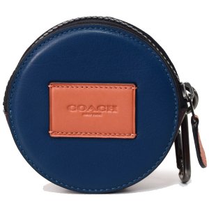 画像1: 【COACH】コーチ メンズ スムースカーフレザー カラーブロック ラウンド ハイブリッド カラビナ付き ポーチ オックスブラッド×エーゲマルチ〔日本未発売〕