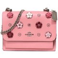 【COACH】コーチ クロスグレインレザー スムースレザー デイジー 花柄 フラワー フローラル アップリケ リベット パンチング クレア チェーン クロスボディ 2way ショルダー バッグ ライトブラッシュマルチ（日本未発売）