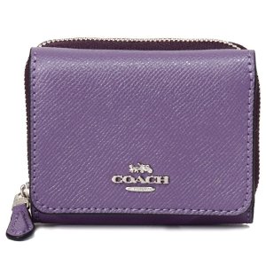 画像1: 【COACH】コーチ クロスグレインレザー スモール 三つ折り財布 ダスティーラベンダー（日本未発売）