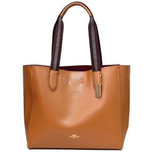 画像1: 【COACH】コーチ ダービー べブルドレザー トート  ショルダーバッグ ライトサドル（日本未発売）