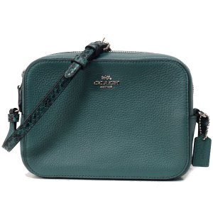 画像1: 【COACH】コーチ ぺブルレザー スネークエンボスドレザー パイソン ミニ カメラバッグ クロスボディー ショルダーバッグ ダークターコイズ（日本未発売）