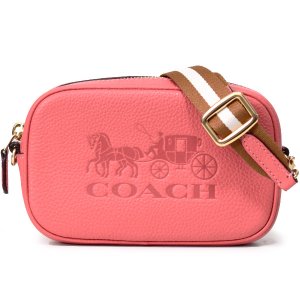 画像1: 【COACH】コーチ ペブルレザー ジェス ロゴ コンバーチブル ベルトバッグ 3way ショルダー 斜め掛け クラッチ ウエスト ヒップ バッグ ブライトコーラル（日本未発売）